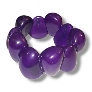 Vintage‎ Tagua Purple Chunky Bead Stretch Bracelet Statement Runway Bold